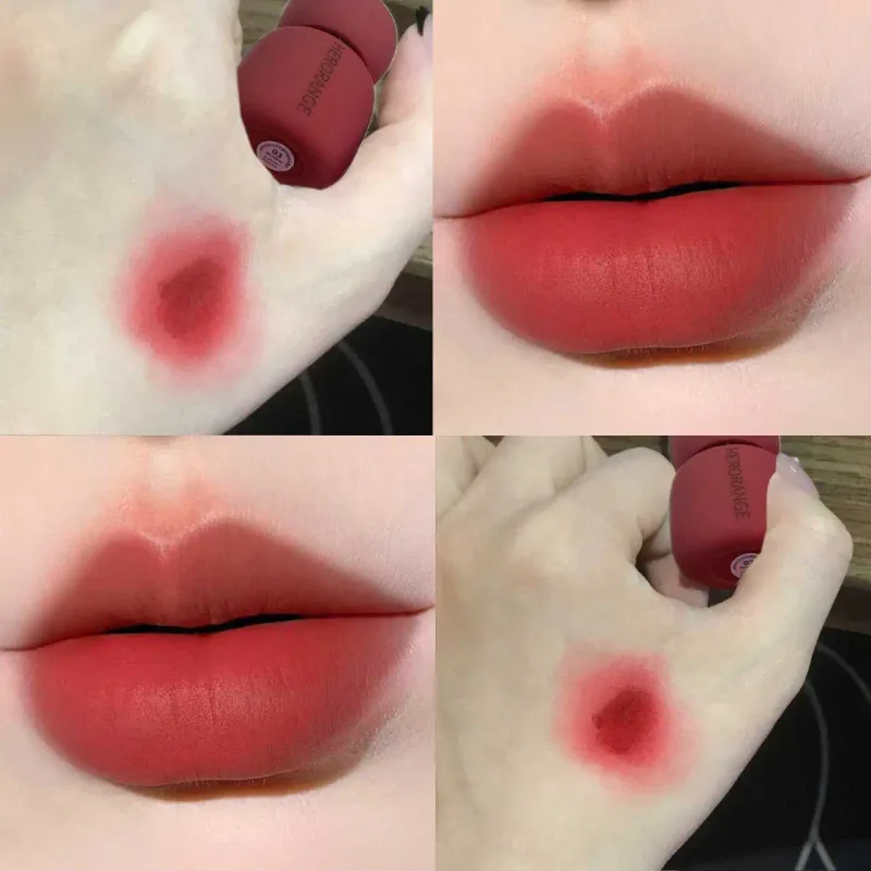 Herorange veludo fosco labial lama rico pigmento sem transferência de longa duração suave não seco ilumina a pele uso diário