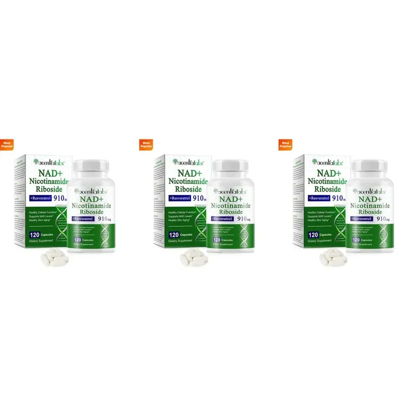 NAD+ Nicotinamide Riboside Capsules with Resveratrol & Quercetin for Cellular Health & NAD+ Levels Support Adults 120 Capsules