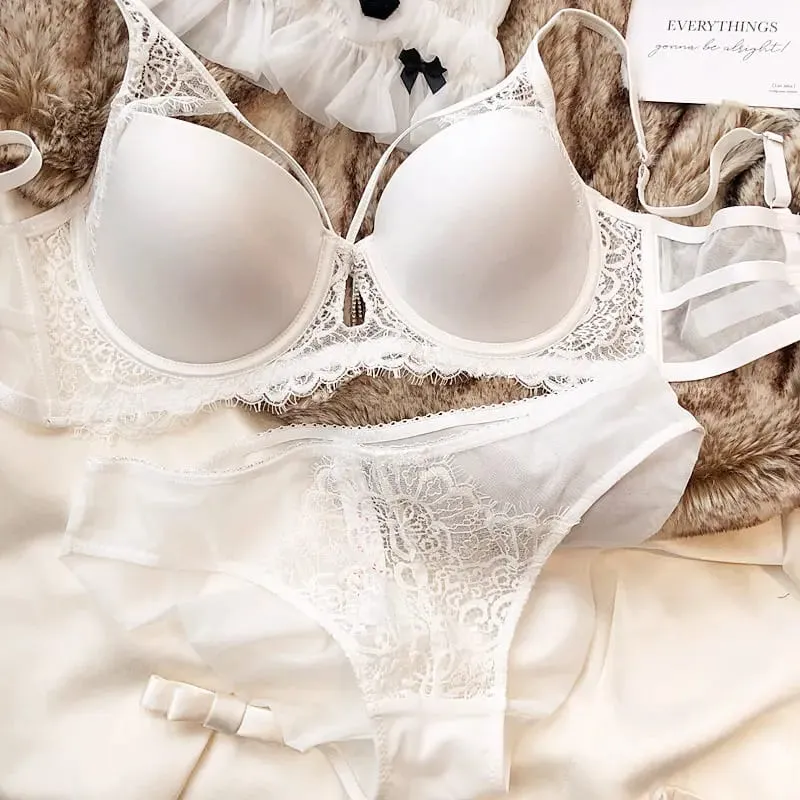 Sexy Hollow Push Up Bra Set Seamless Glossiness Comfort Women Underwear Classic Bandage Design Temptation Bras and Panties Sets