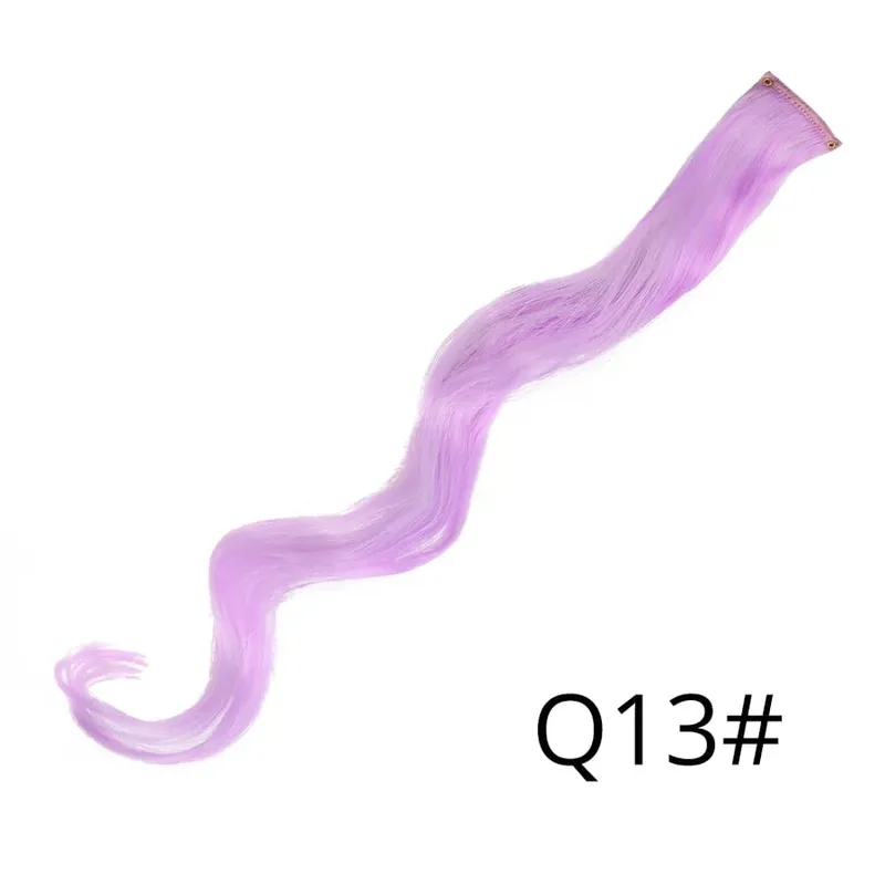 Warna Pelangi 50Cm Sintetik Satu Klip Dalam Sambungan Rambut Lurus Panjang Sintetik Untuk Potongan Rambut Wanita Biru Merah Jambu Ungu Merah 12G