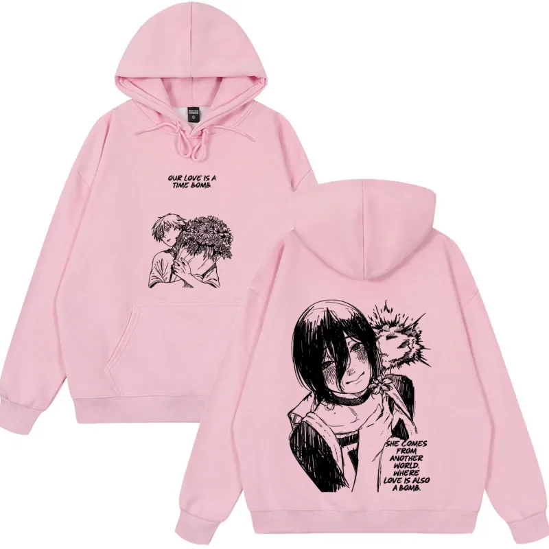 Anime Chainsaw Man T-shirt Reze Denji Manga Graphic Hoodies Winter Fleece wears Men Women Clothing Casual Oversized Streetwears