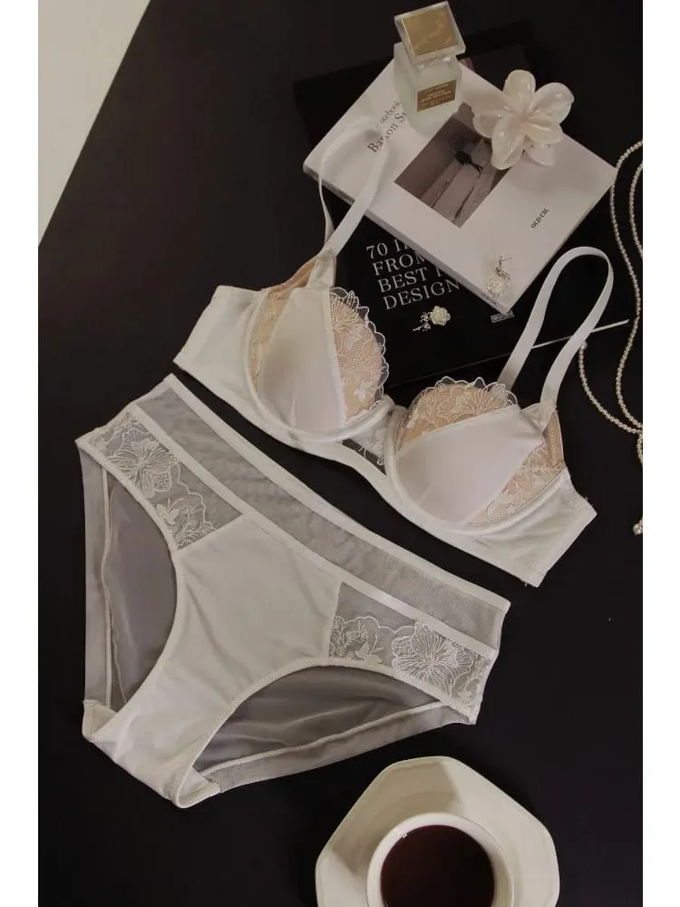 Nouveau Ensemble Dentelle Push Up Grand Bust Minimiseur & Lift Soutien Latéral Anti-Graisse Anti-Affaissement Mince FR 34-40