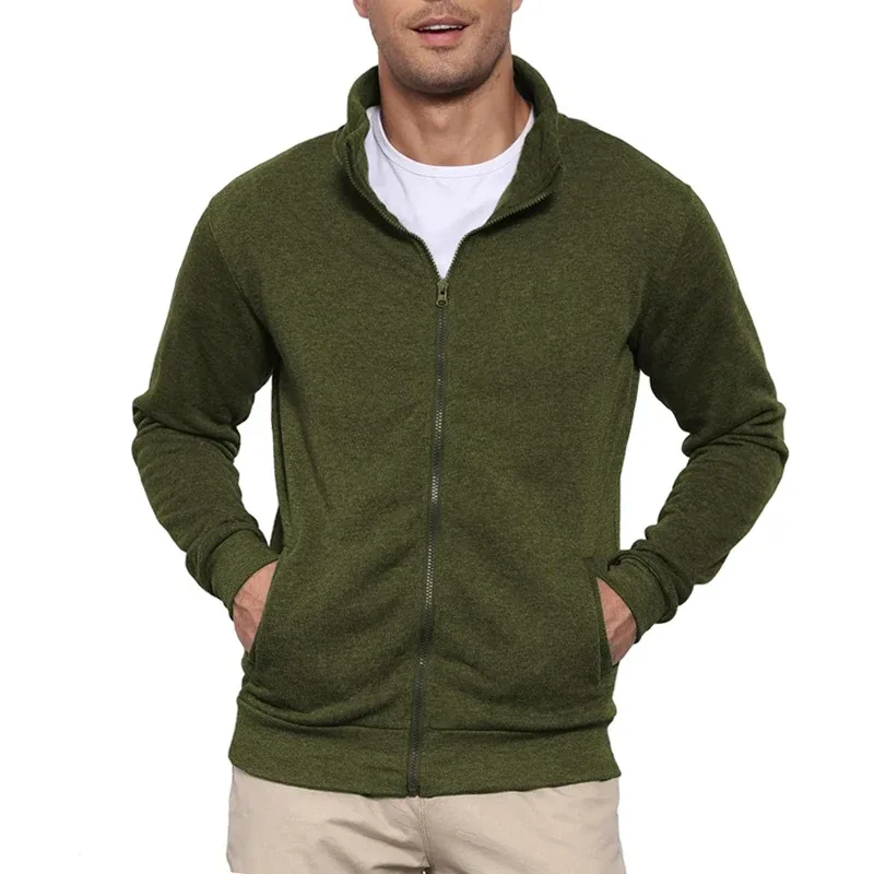 Autumn Men's Sweatshirts Jacket Man Without Hood Zip Coats Outdoor Sport Lightweight Long Sleeve Streetwear Slim Fit Cardigan