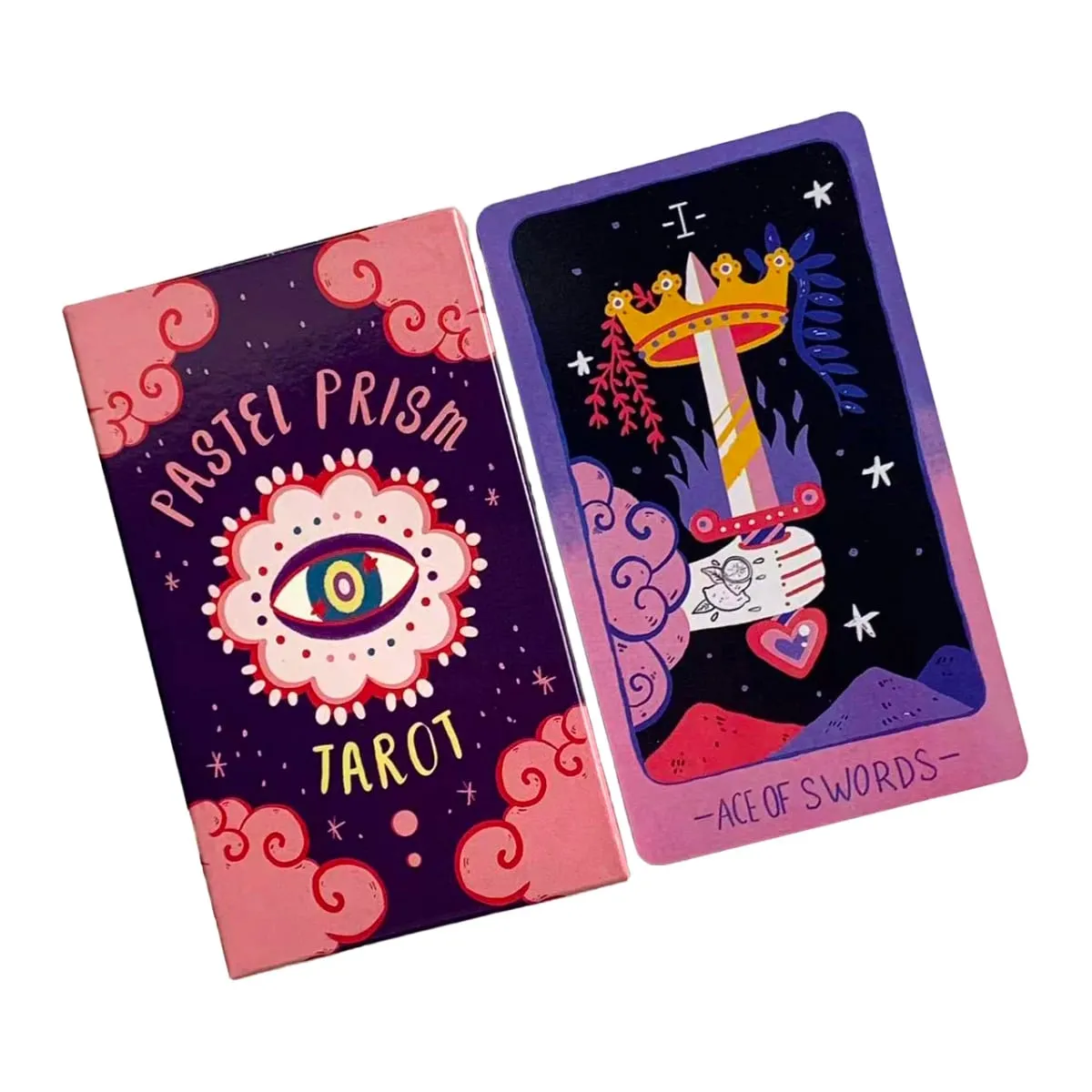 Pastel Prism Tarot Cards 78 Pcs Cards Imbued With The Soothing Tones Of A Pink and Sky-blue Color Palette Divination Cards Game