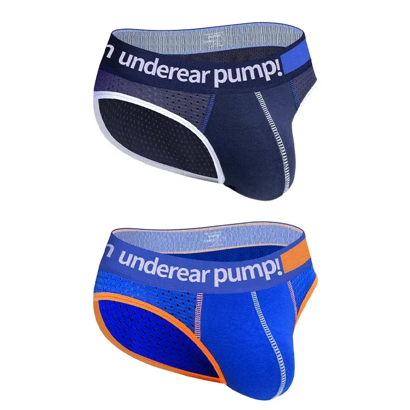 Men's Low Waist Slimming Mesh Briefs U Convex Pouch Elastic Waistband Breathable Colorful Jockstrap Underwear
