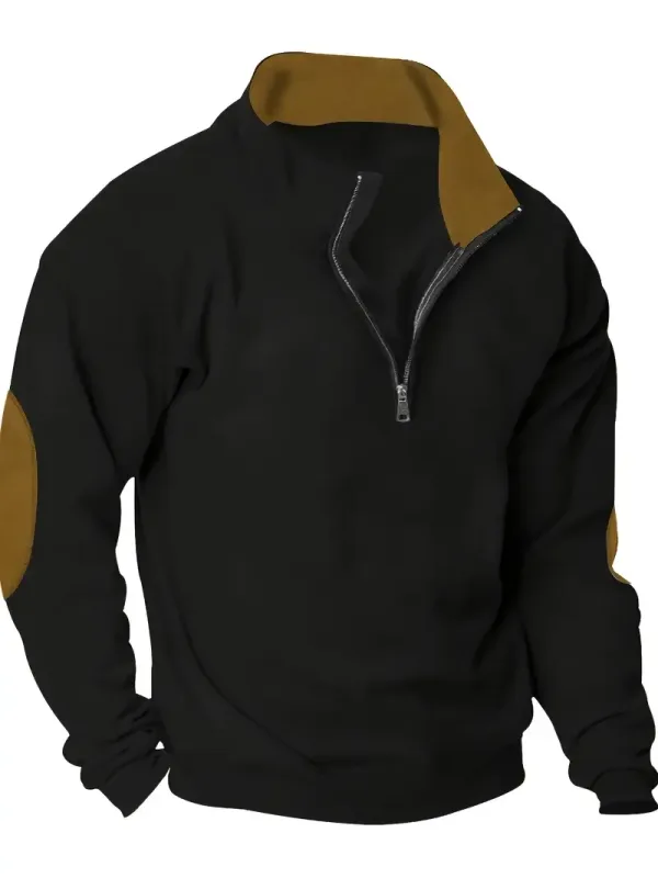 Fashion Vintage Men's Clothes Casual Half Zip Long Sleeve Sweatshirts Street Trend Stand Collar Top Autumn Oversized Hoodies Tee
