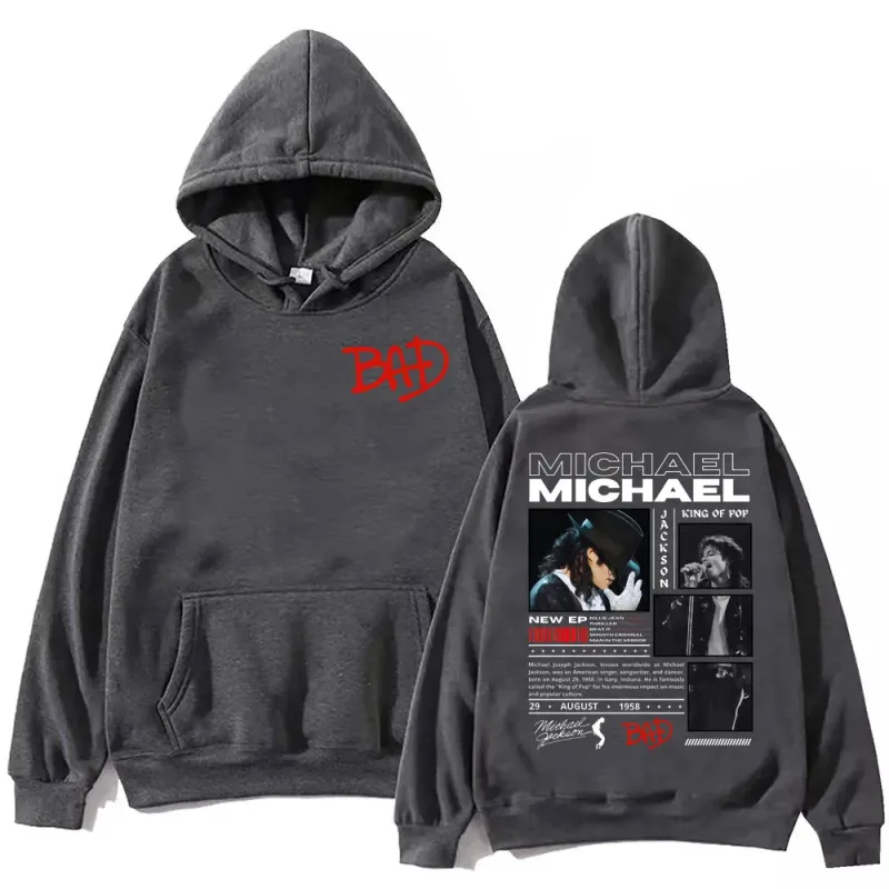 90's Rock Singer Michael Jackson Merch Hoodies Fashion Vintage Hooded Sweatshirts Men Women Casual Loose Pullovers Streetwear