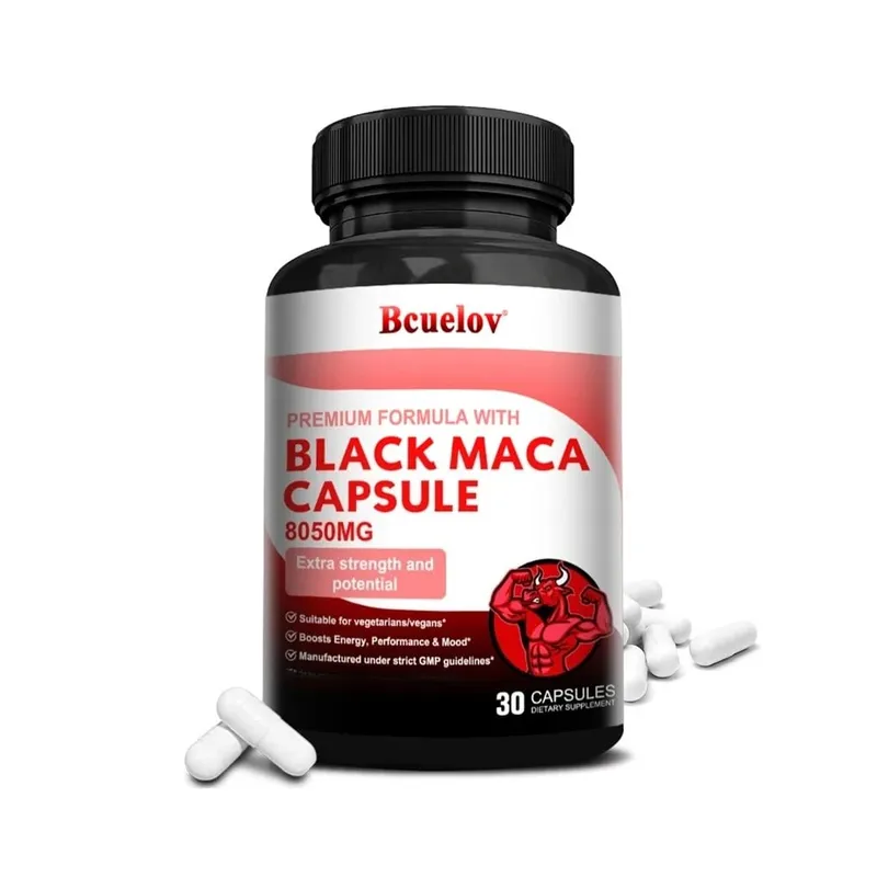 Výkonný doplněk Black Maca pro muže a ženy Zlepšení energie Vytrvalost Zdraví svalové hmoty Veganská kapsle Maca Root