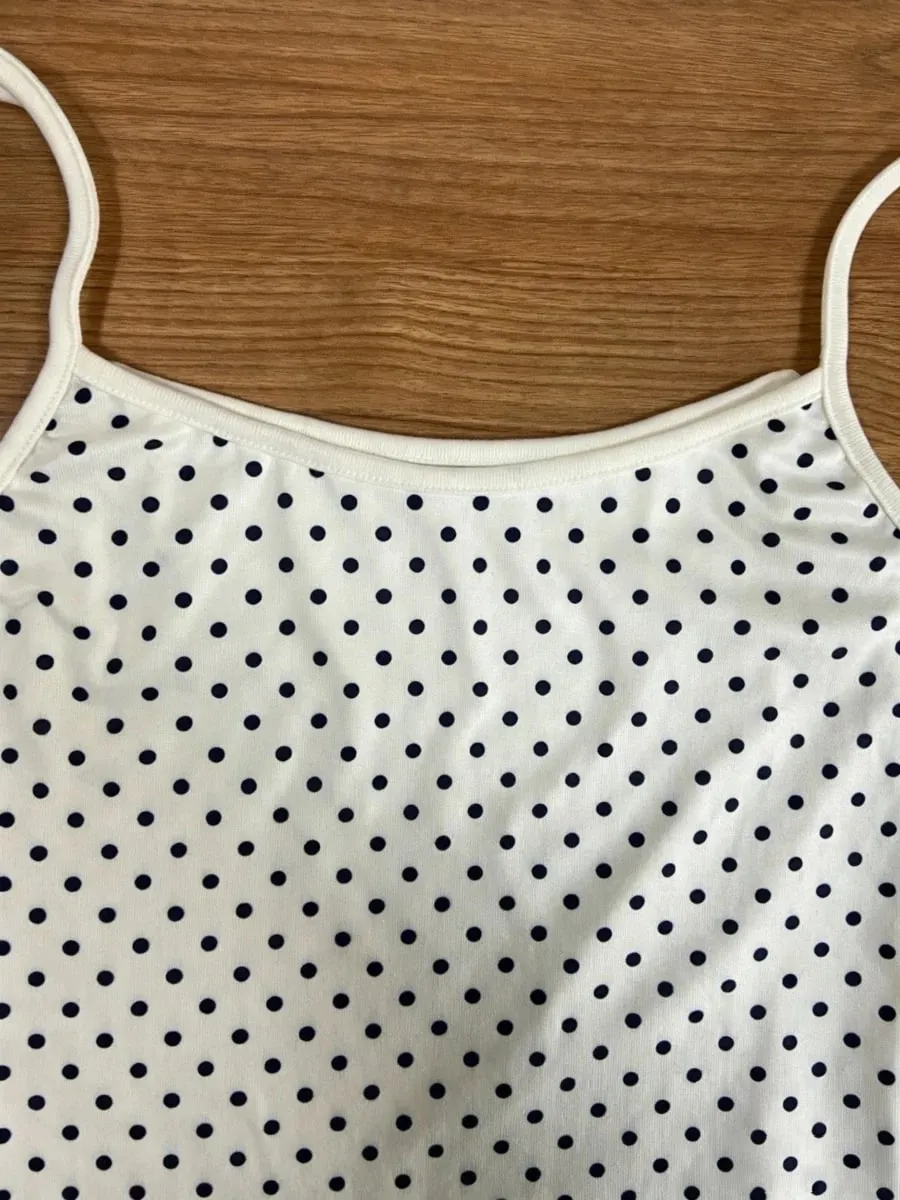 Women Polka Dot Camisole Tank Top Summer Casual Slim Fit Sleeveless White Basic Y2K Crop Top