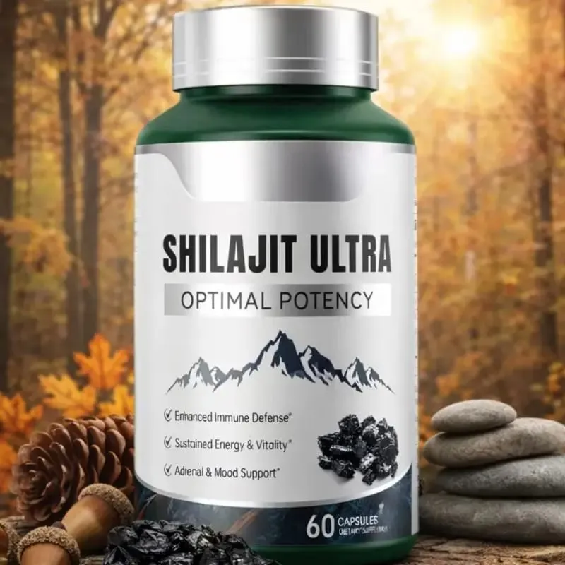 Shilajit Ultra con L-Arginina per energia naturale e vitalità 60 capsule Integratore antiossidante per resistenza e resistenza non OGM