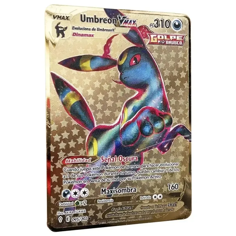 Pokemon Metal Cards in Spanish Pikachu Arceus Charizard DIY Trading Flash Card Anime Cartoon Gift