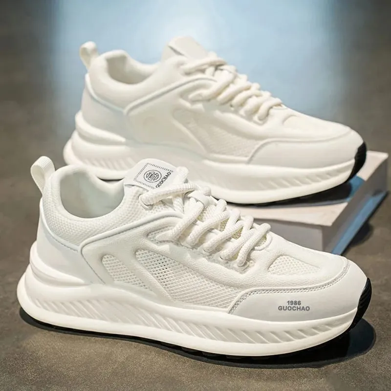Spring Summer Men Sneakers Breathable Mesh Casual Shoes Platform Chunky Dad Footwear Lace Up Male Walking Running Shoes