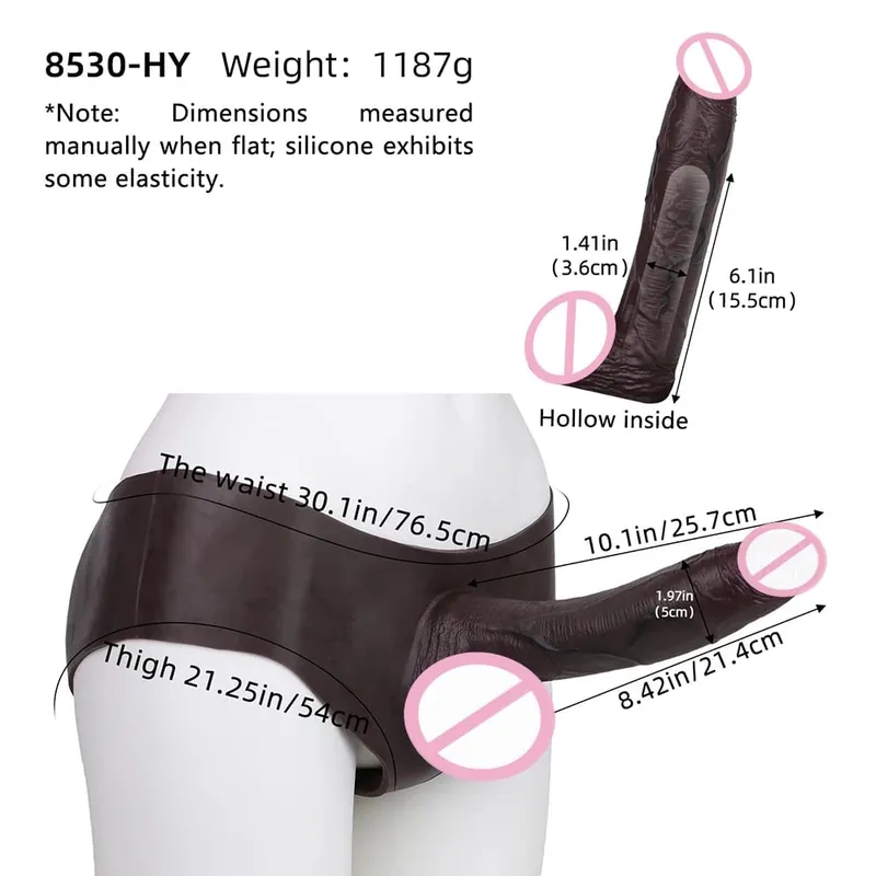 Ultra Realistic Hollow Dildo Trosor Silikontrosor Strapon Penis Extend Sleeve Byxor Sexleksaker För Män Dick Förstoring