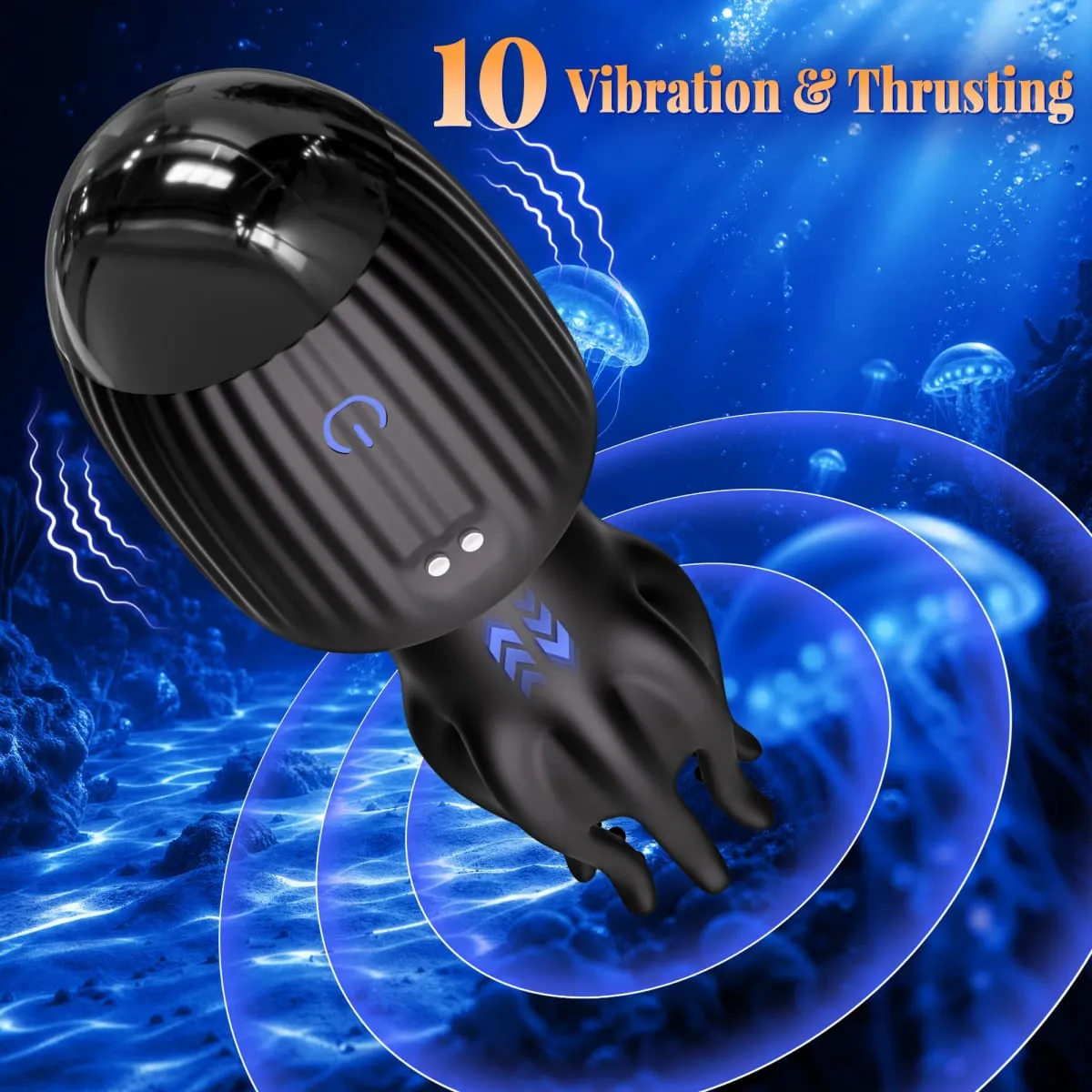 Thrusting Male Masturbator Penis Vibrator Glans Trainner with 4 Cock Rings Clit Nipple Stimulator Adults Sex Toys for Men