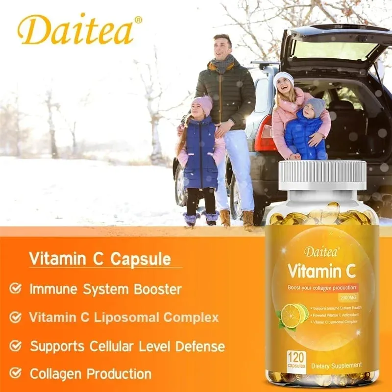 Vitamin C 2000 Mg Promotes Collagen Production Vitamin C Liposomal Dietary Supplement Non-GMO and Gluten-Free Vegetarian