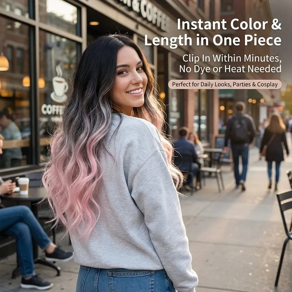 V-shaped One-Piece Synthetic 4 Clip In Hair Extensions Long Straight Hairstyle Hairpiece Colour 55CM Natural Fake Hair