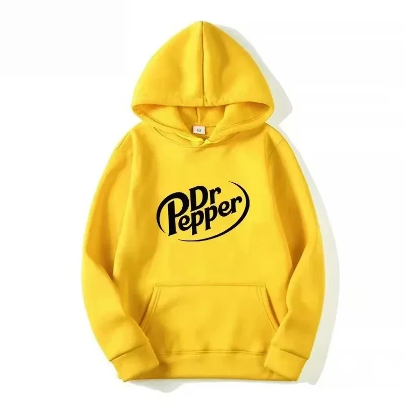 Autumn Warm Dr Pepper Letter Printed Hoodies Street Men Fashion Fleece Sweatshirts Casual Unisex Pullover Tops Fashion Tre