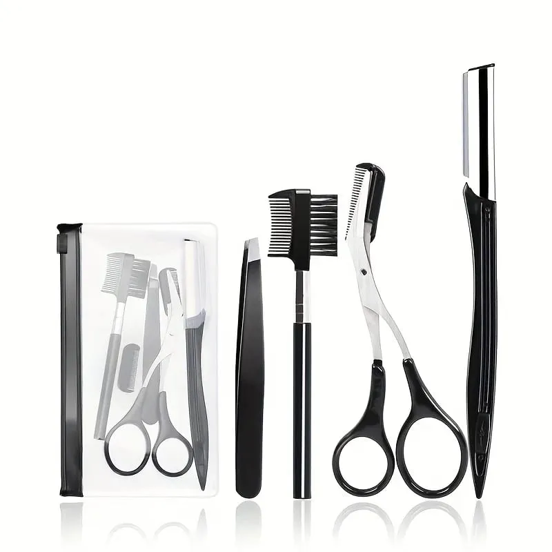 3/4/5/11/12pcs Eyebrow Trimmer Set Scissors Tweezers Eyebrow Razor Scraping Eyebrow Comb Razor Eyebrow Clip Makeup Tools