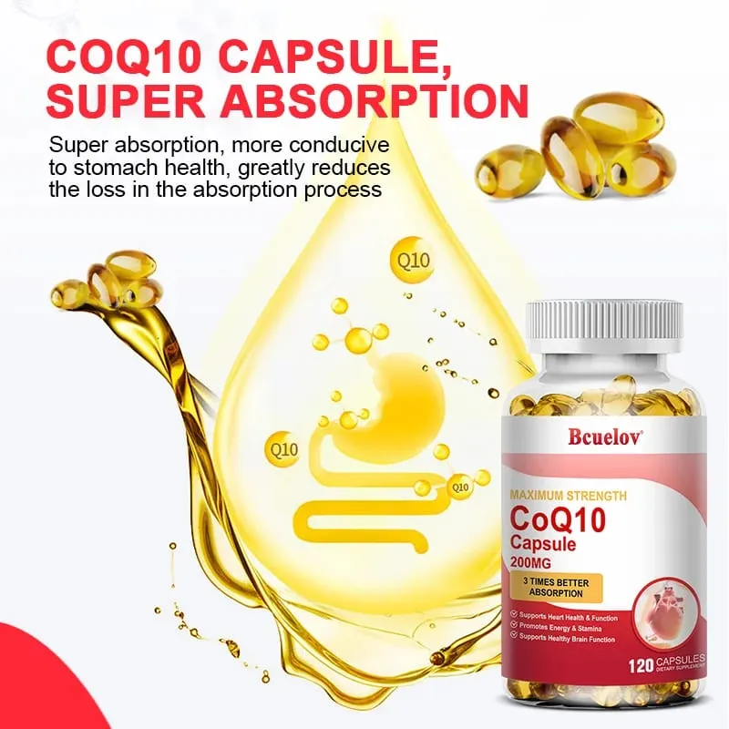 CoQ10 200mg Softgels- 3x Better Absorption Antioxidant for Heart Health & Energy Production Coenzyme Q10 Dietary Supplements