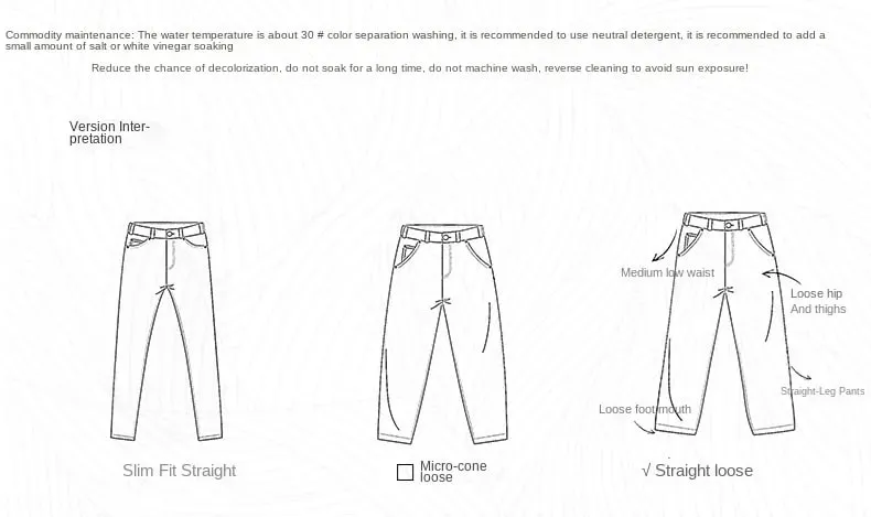American Retro Jeans Men Autumn High StreetinsTrendy Cargo Pants Men Loose Fit Plus Size Straight Wide-Leg Pants