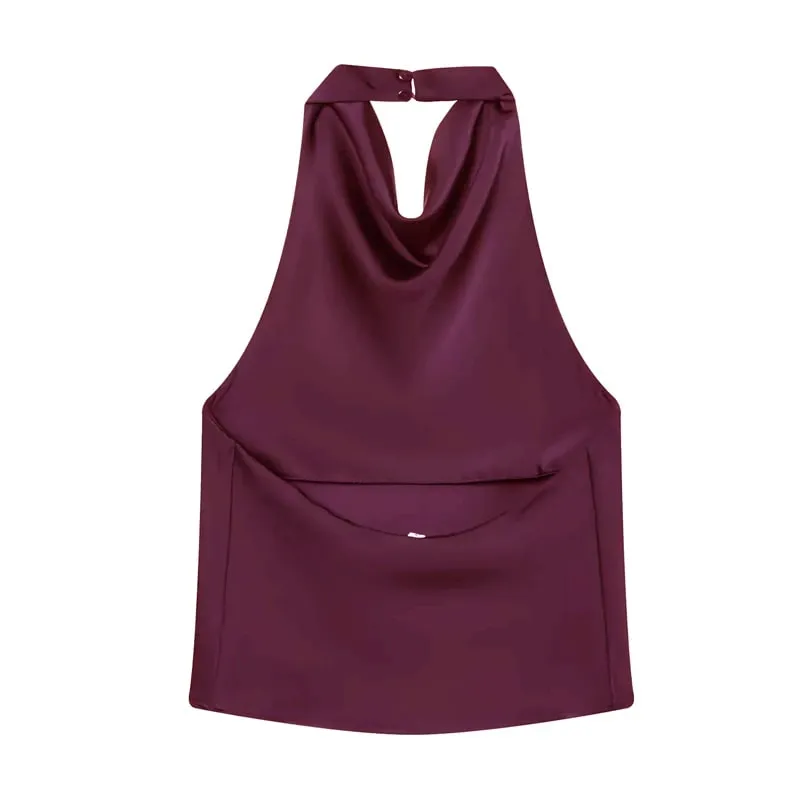 Satin Halter Tops for Women off Shoulder Backless Tops Woman 2026 Sexy Strapless Women's Tops Camisole Beach Top Female
