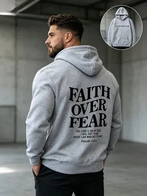 2026 new FAITH OVER FEAR Print Hoodies Eco Soft Fabric Men Women Casual Long Sleeve Hooded Sweatshirt Hip Hop Harajuku Y2k