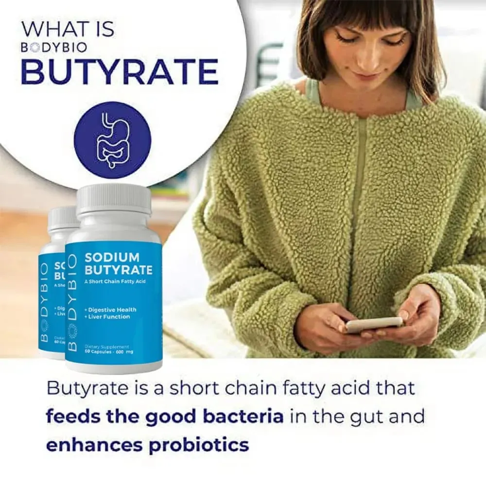 Sodium Butyrate Supplement Capsules for Digestion Health Supportloat Gas & Constipation Relief 120 Capsules
