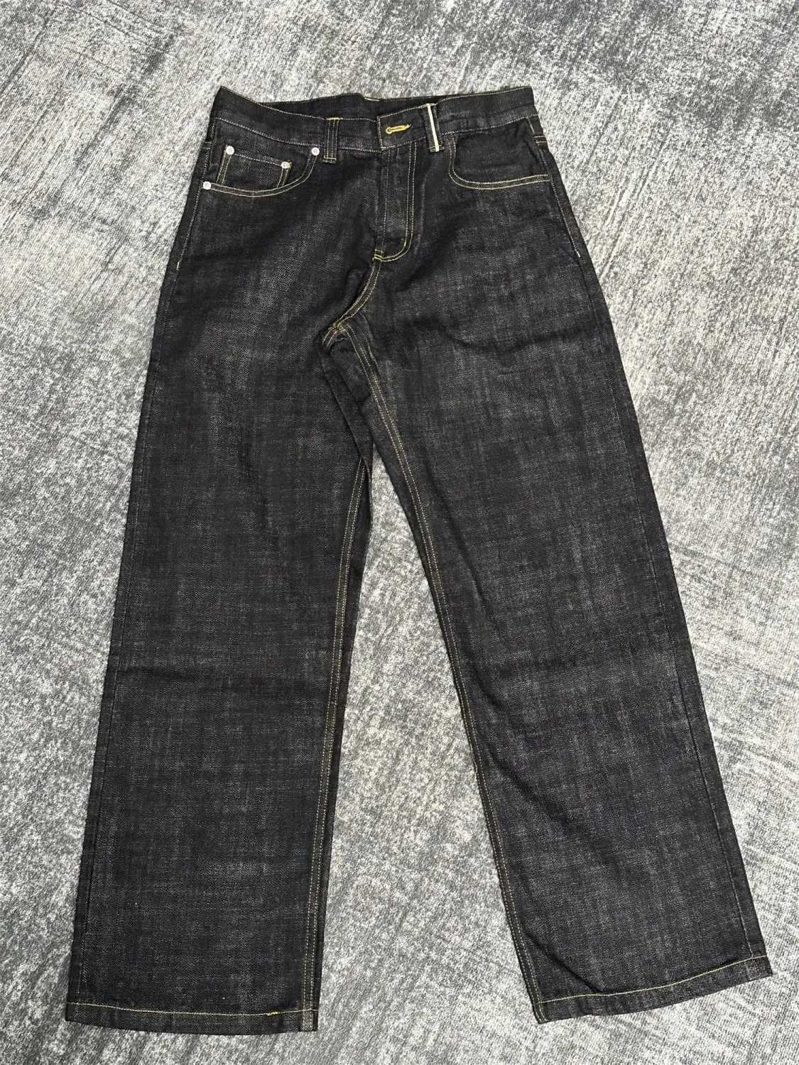Spring Autumn New Men Vintage Selvedge Narrow Red Edge Raw Denim Jeans Straight Wide Leg A‑Line Loose Fit Casual Pants