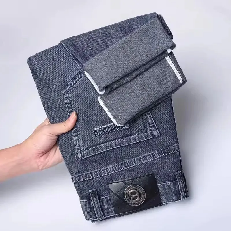 Jeans Lurus Pria Kualitas Tinggi Ringan Mewah Bordir Kasual Serbaguna Fashion Pelangsing Gaya Siluet Halus — image 10