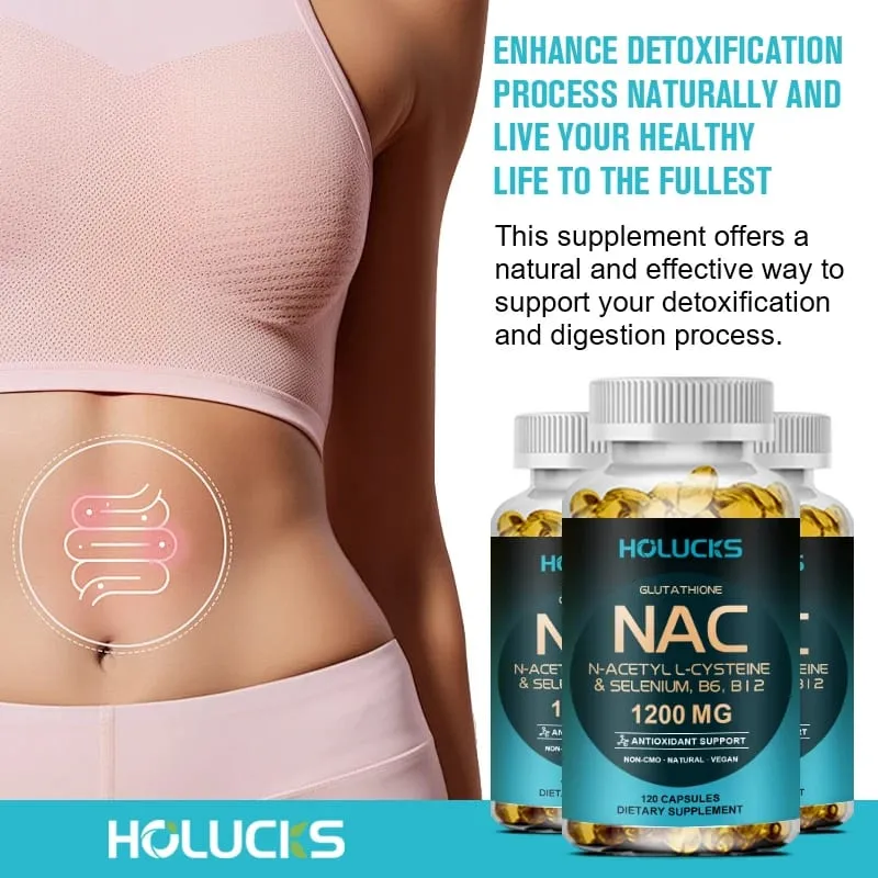 NAC Capsules 1200mg - תמיכה בבריאות העור אנרגיה סלולרית נוגד חמצון ניקוי רעלים שיפור חסינות שיפור עיכול