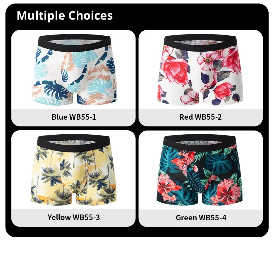 Cueca boxer masculina elegante e charmosa de 4 peças, confortável e respirável, boxers de virilha para adolescentes, roupa íntima plus size. 3256807037417234 — image 6