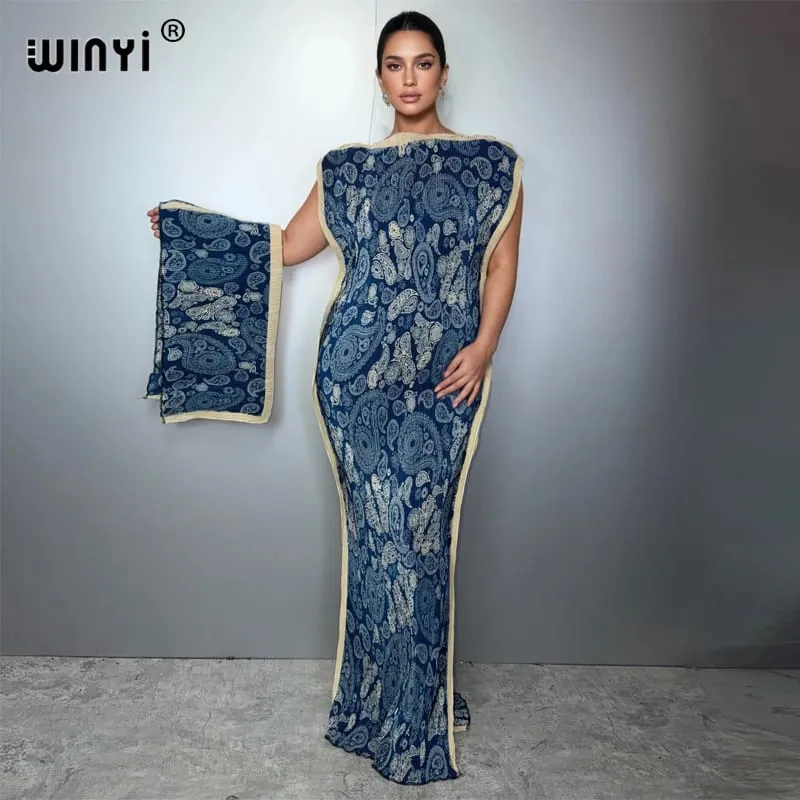 Pleated Elastic Slim Dress Women Crumple Design Pleated Luxury Abaya Muslim Party Dress Poncho for Women Beach Wear Kaftan