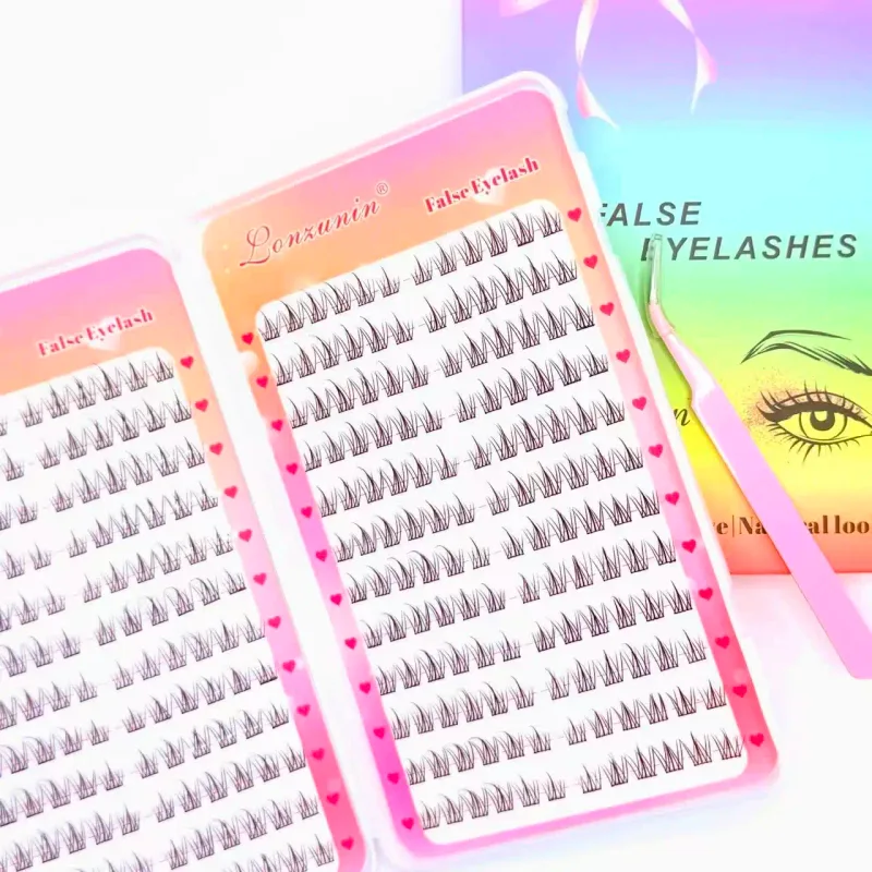 288Clusters Self Adhesive No Glue Daily Natural Eye Makeup Eyelash Extensions Kit False Eyelashes With Tweezers