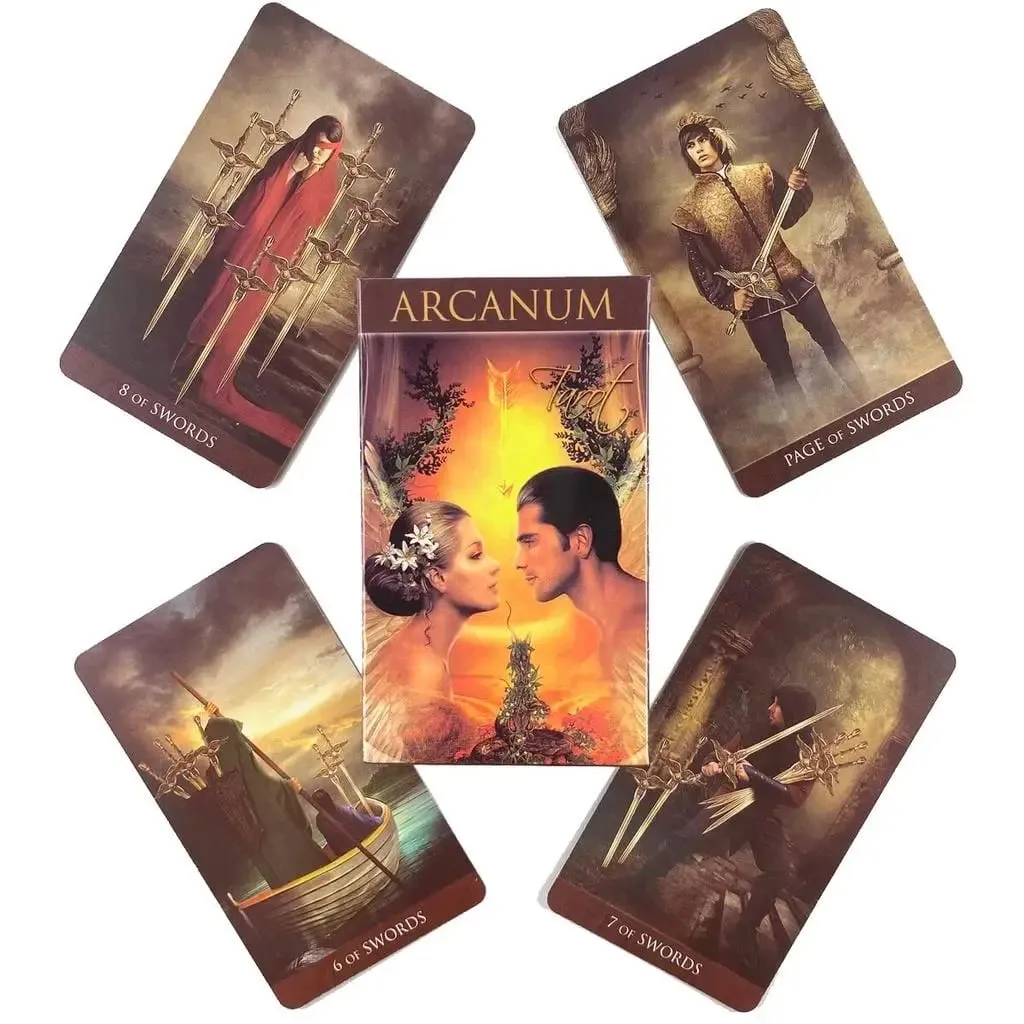 10,3*6 cm Teljes angol Arcanum Tarot 78 kártyapakli Rejtélyes Jóslás Orákulum Játékkártya Családi Buli Társasjáték