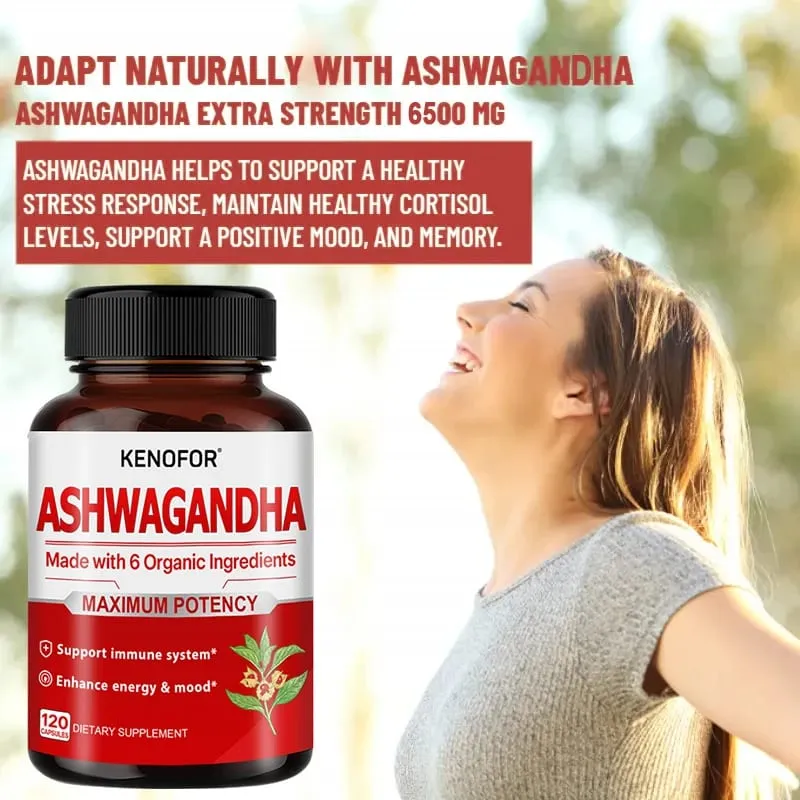 有機 Ashwagandha - 120 粒素食膠囊純有機 Ashwagandha 粉末和根提取物 - 緩解壓力改善情緒