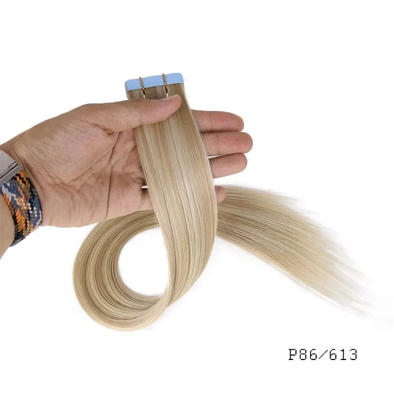 26Inch 10pcs Synthetic Tape In Straight Hair Extensions Seamless Invisible Adhesive Mixed Colord Tape In Hair Extensions For Eve