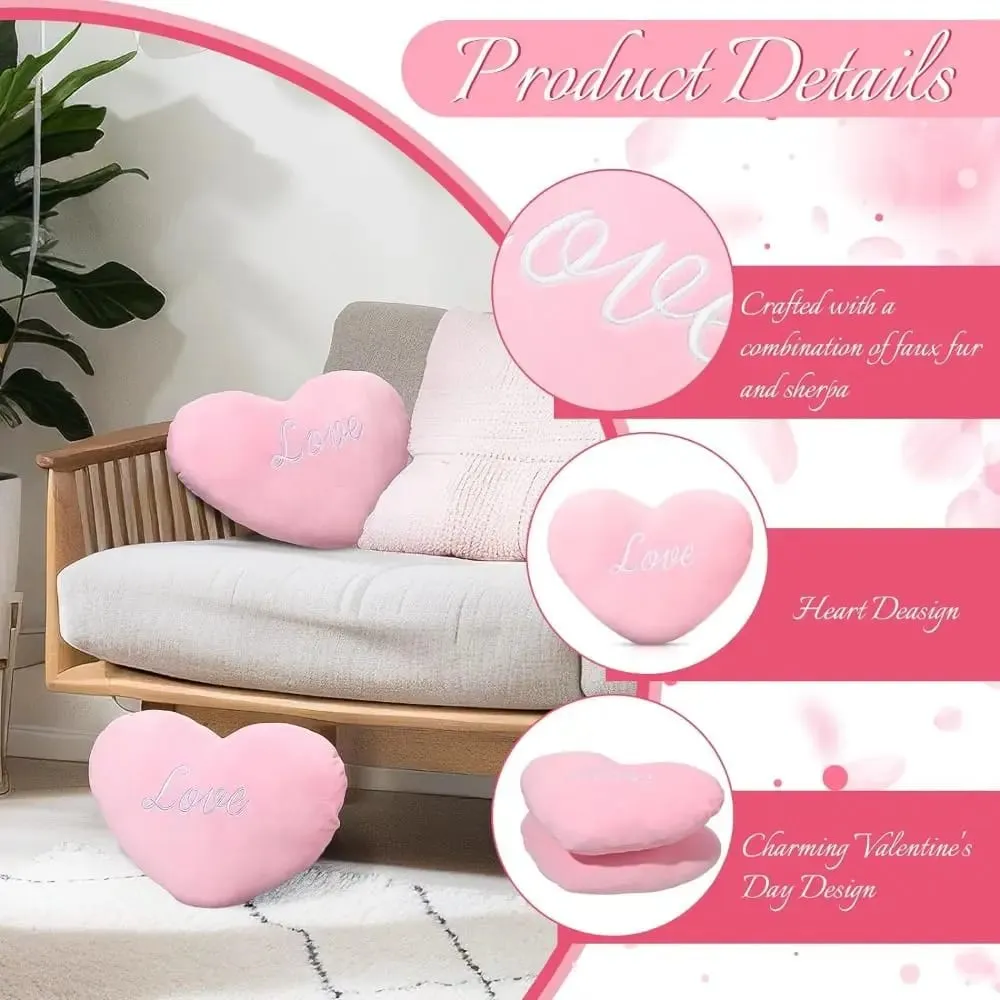 New Heart Shape Heart Plush Pillow Pink Color Red Color Soft Pillow Valentines gift Stuffed Pillow for Birthday — image 4