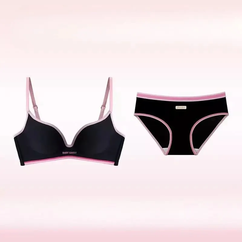 Nahtloser Push-Up-BH für kleine Brüste | Buntes gepolstertes Dopamin-Bralette | Comfort Lift & Sexy Look für Damen-BH- und Höschen-Set