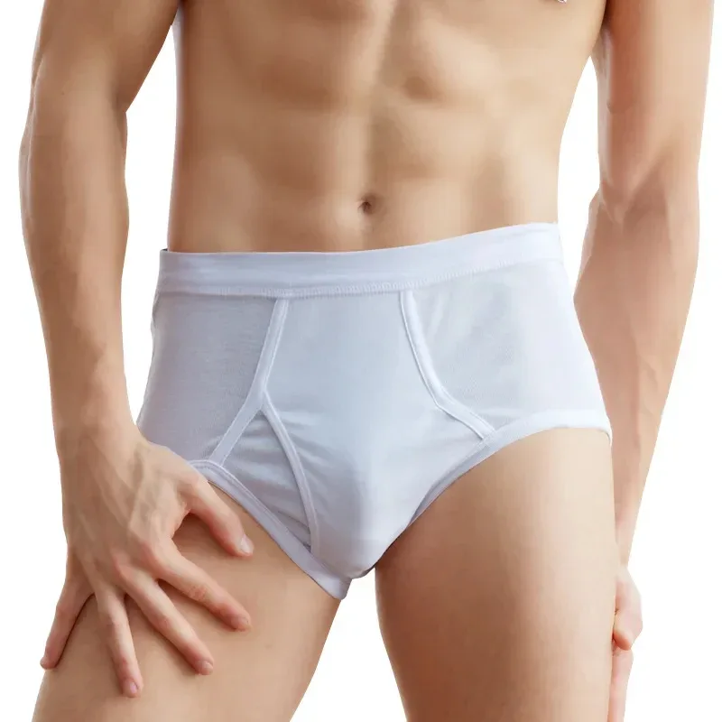 Solid Color Fat Plus Size Men's Underwear Mens Underpants 100% Cotton Comfortable Breathable Loose Large Size Men Briefs Panties