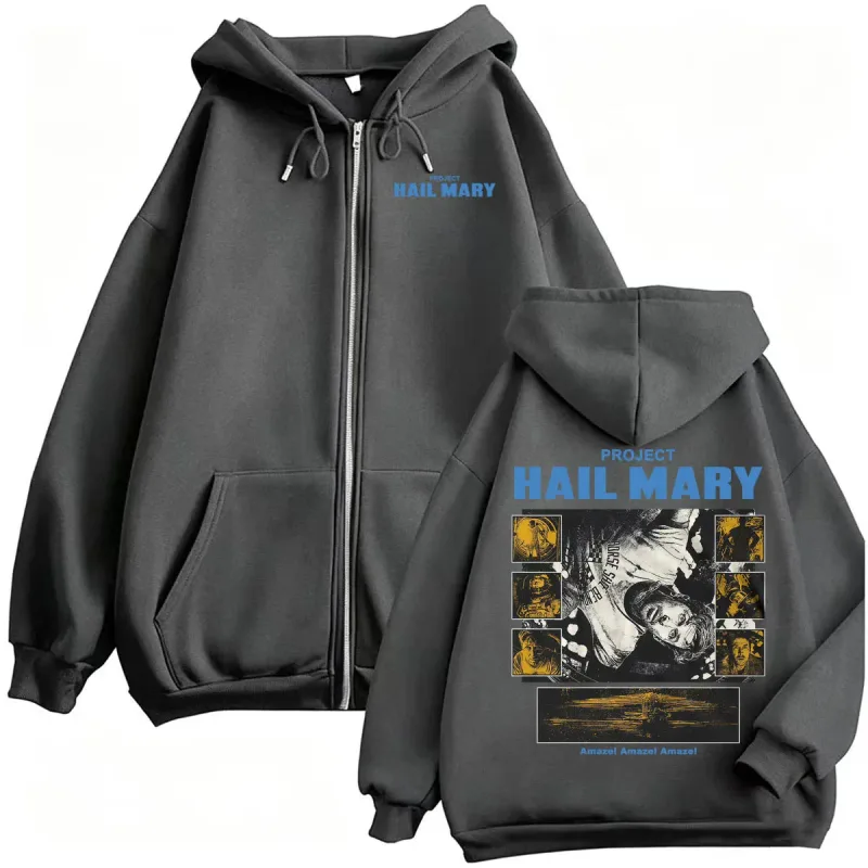 Project Hail Mary Zipper Hoodies Ryan Gosling 2026 Movie Classic Sweatshirt Jacket Coats Men Women Harajuku Gothic Zip Up Hoodie