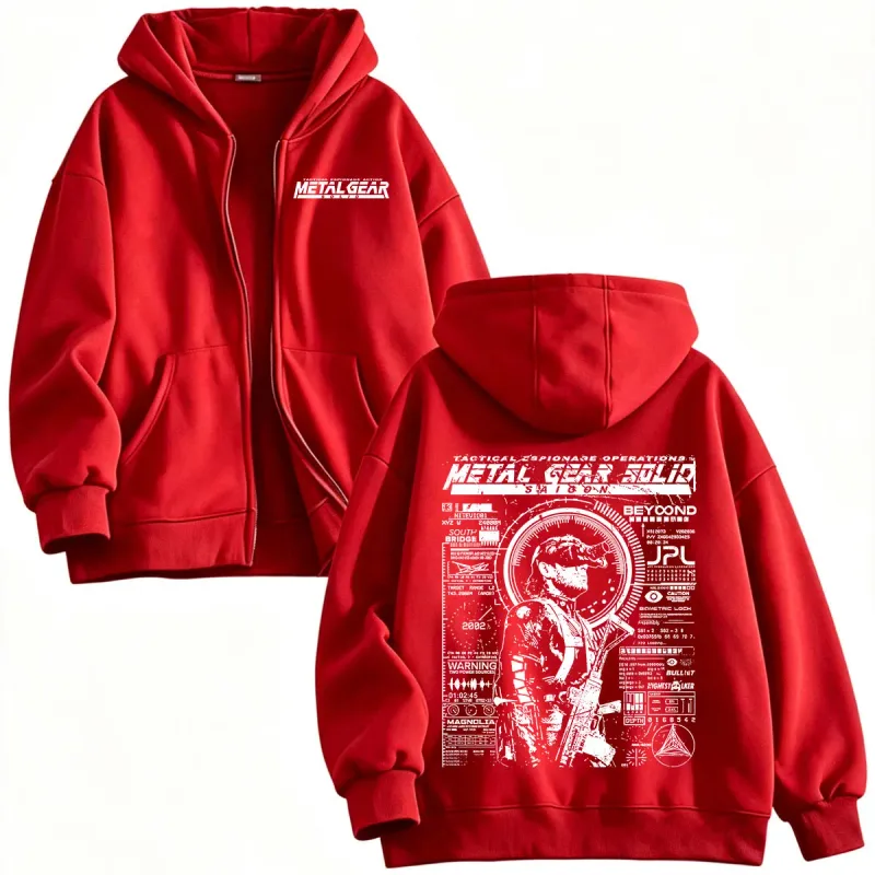 MSG1 Metal Gear Solid Snake Zipper Hoodies Men's Women Clothing Fashion Fleece Pullovers Zip Up Hooded Sweatshirts Jackets