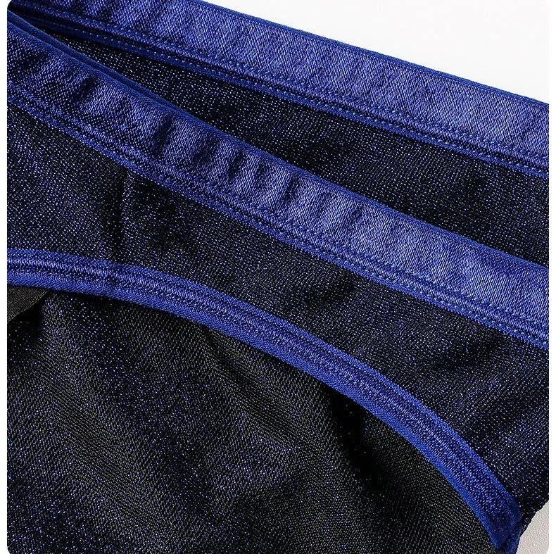 Men's Ice Silk Triangle Panties Sexy U-Shape Thin Briefs Breathable Mesh Low-Waist Underwear