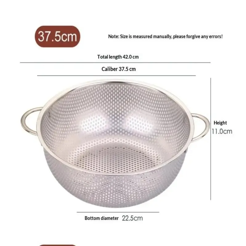 ♥Stainless Steel Kitchen Hole Dense Mesh Sifter Colander Strainer Sieve Baskets for Washing Fruits/Vegetables/Rice