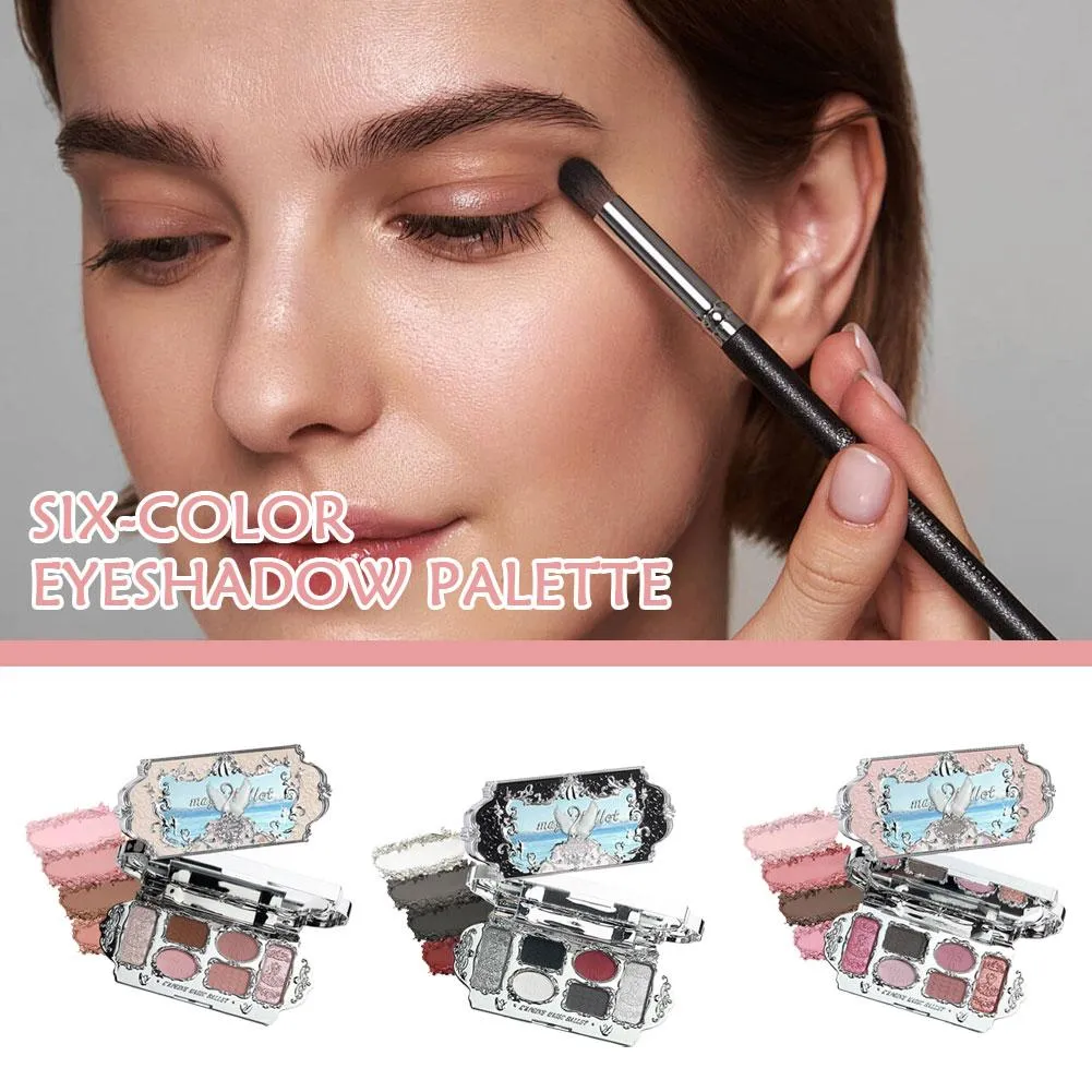 Six Color Swan Eye Shadow Palette Matte Shimmer Pearl Glitter Waterproof Highly Pigmented Long Lasting Makeup Face Cosmetics