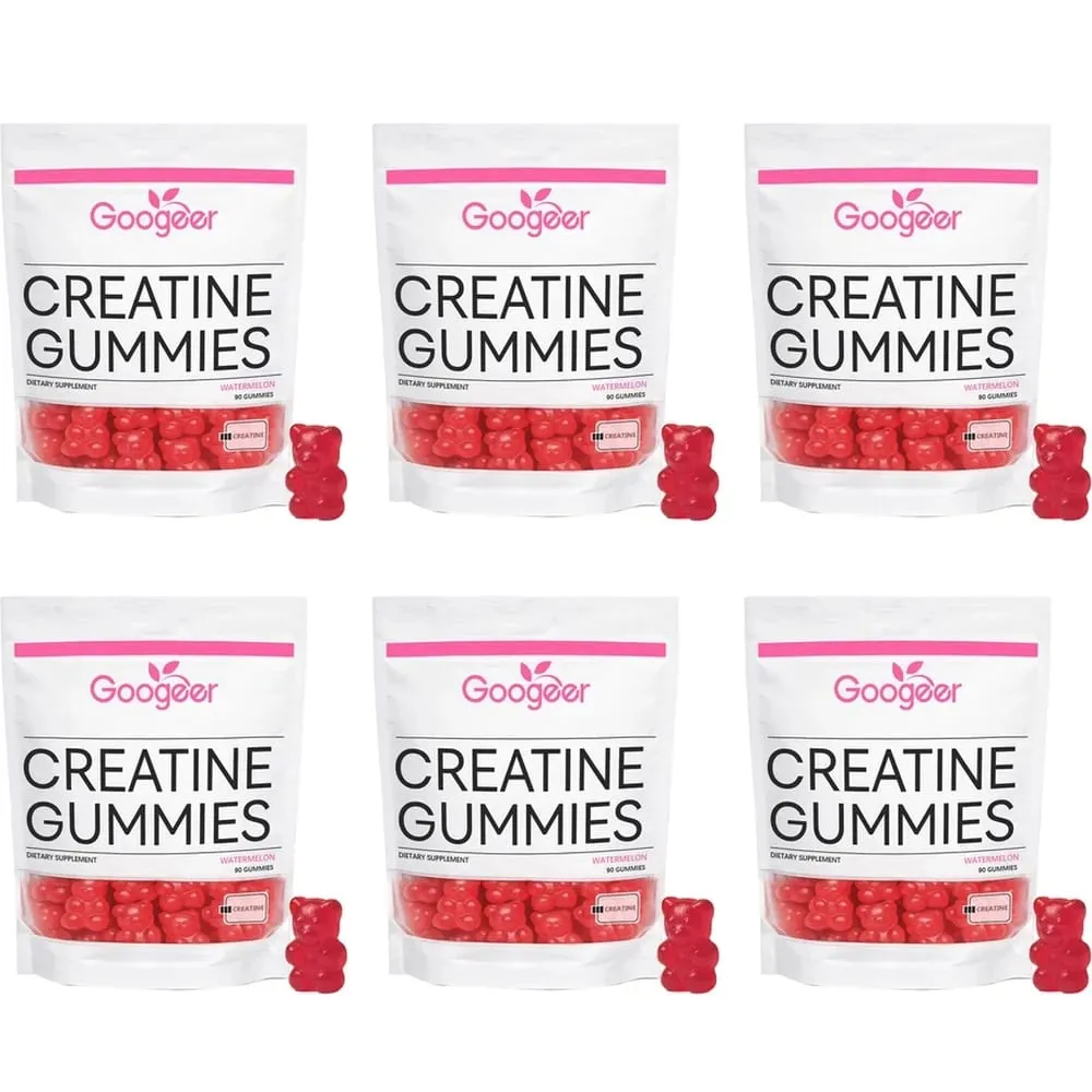 Googeer Creatine Gummies with L-Tyrosine L-Theanine & Huperzine A for Muscle Growth Strength Energy & Endurance Support 90 CT