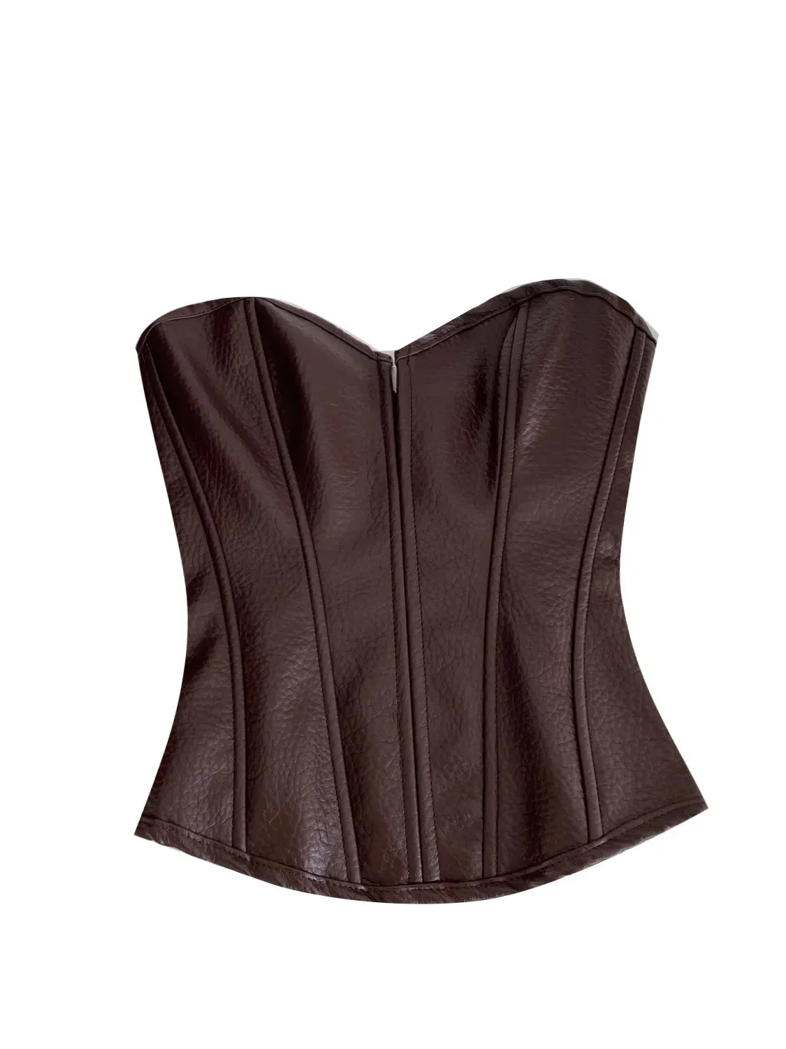 Sexy Pu Slim Tube Top Chic Strapless Crop Top Korean Fashion Corset Bustier Camis Women Tank Top