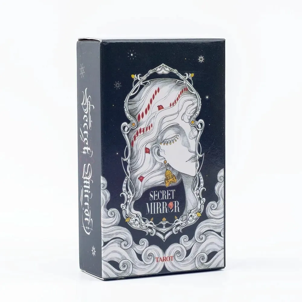 Secret Mirror Tarot 80 Cards Family Gathering Divination Deck English Version Feminine Art Board Game Monochrome 10.3*6CM