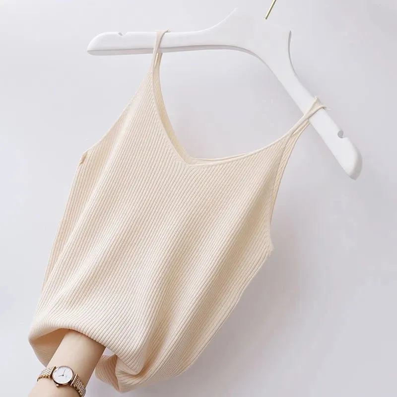 Summer Cross-Knit Suspender Women'S French Style Sexy Beauty Camisole Slim Fit Sleeveless T-Shirt No Chest Pad Short Tank Tops