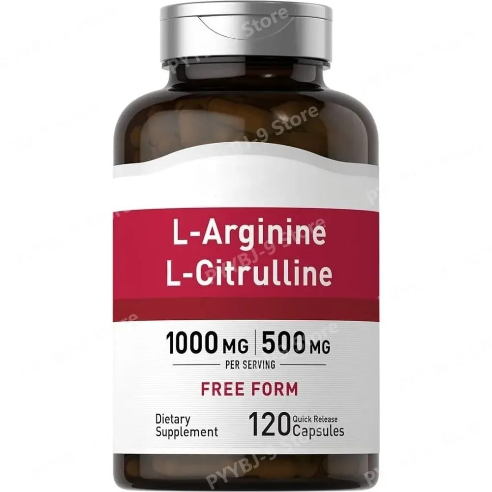 1500 Mg L‑Arginine & L‑Citrulline Per Serving Free Form Amino Acid Complex for Men & Women Non‑GMO Gluten Free 120 Capsules