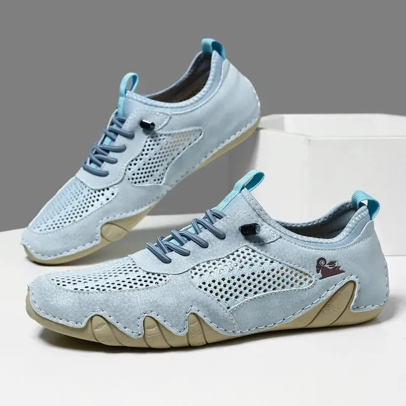 Men Women Big Size Outdoor Casual Shoes Flat Bottom Lacing Summer Breathable Mesh Sneakers